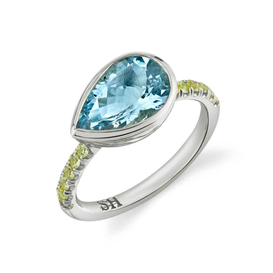 Pave Shirley Bezel Set Pear Cut Ring