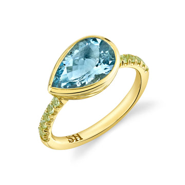 Pave Shirley Bezel Set Pear Cut Ring