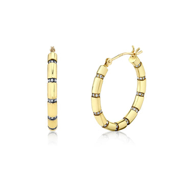 Pave Striped Hoops - Diamond