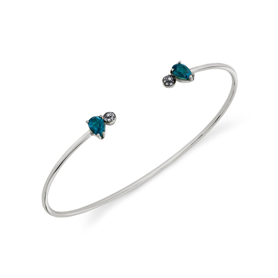 Pear and Pave Ball Bangle - London Blue Topaz