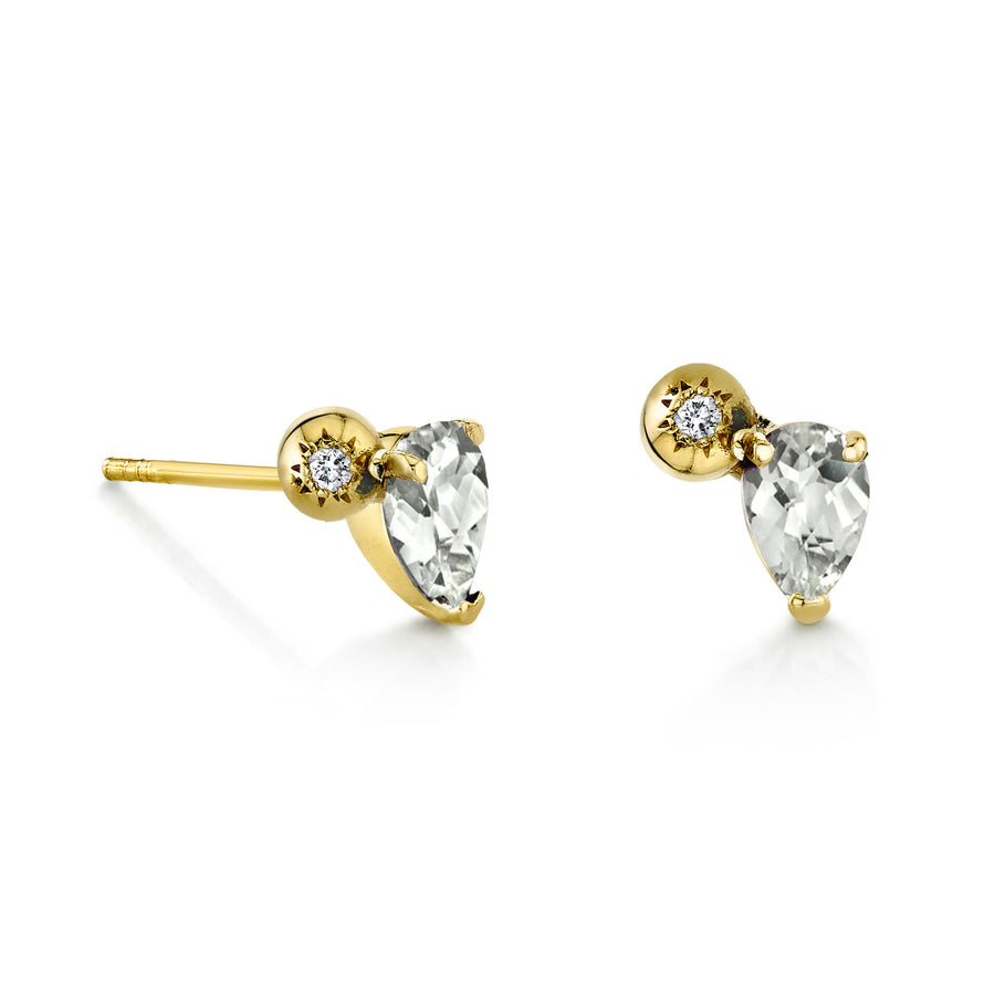 Single Pear Gemstone & Diamond Starburst Stud - Left