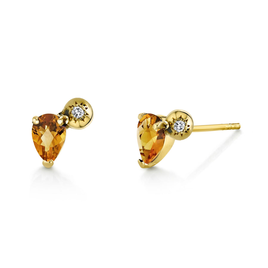 Single Pear Gemstone & Diamond Starburst Stud - Right