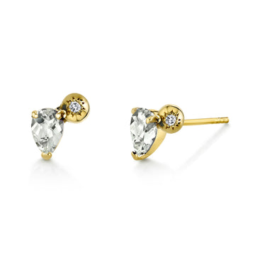 Single Pear Gemstone & Diamond Starburst Stud - Right