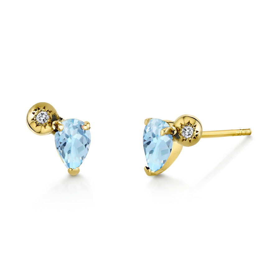 Pear Gemstone & Diamond Starburst Studs