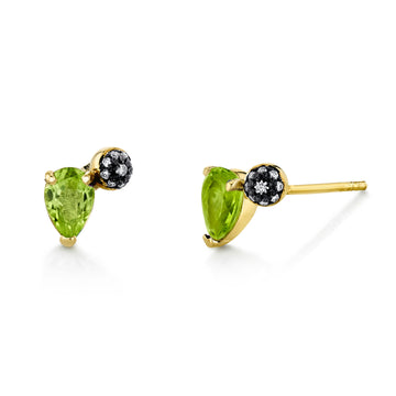 Single Pear Gemstone & Pave Ball Stud - Right