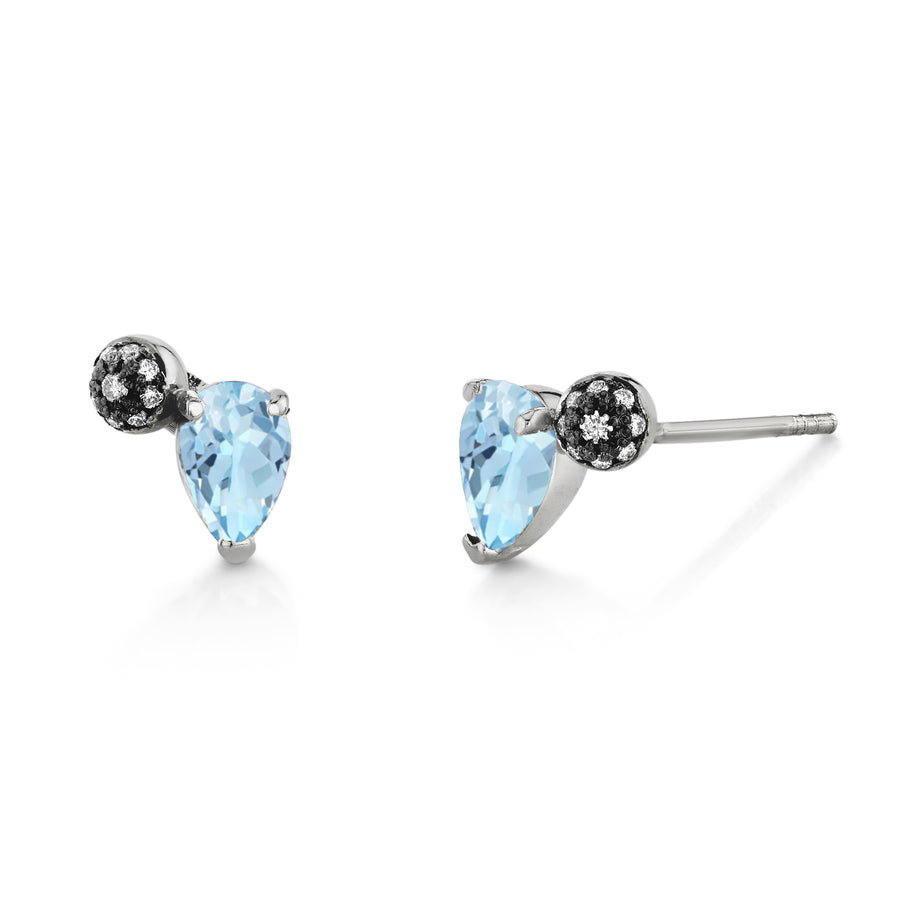 Pear Gemstone & Pave Ball Studs