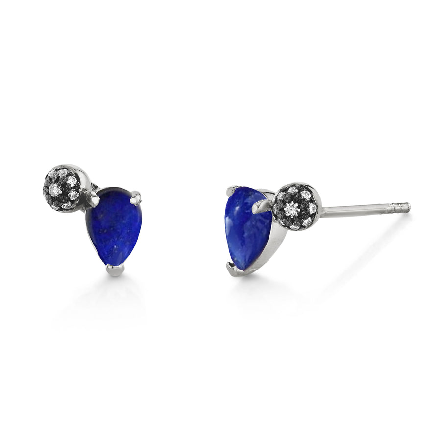 Pear Gemstone & Pave Ball Studs