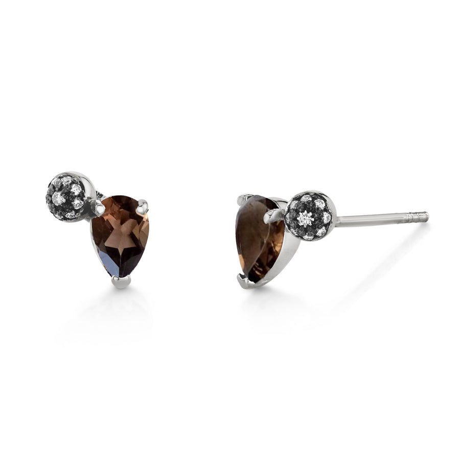 Pear Gemstone & Pave Ball Studs