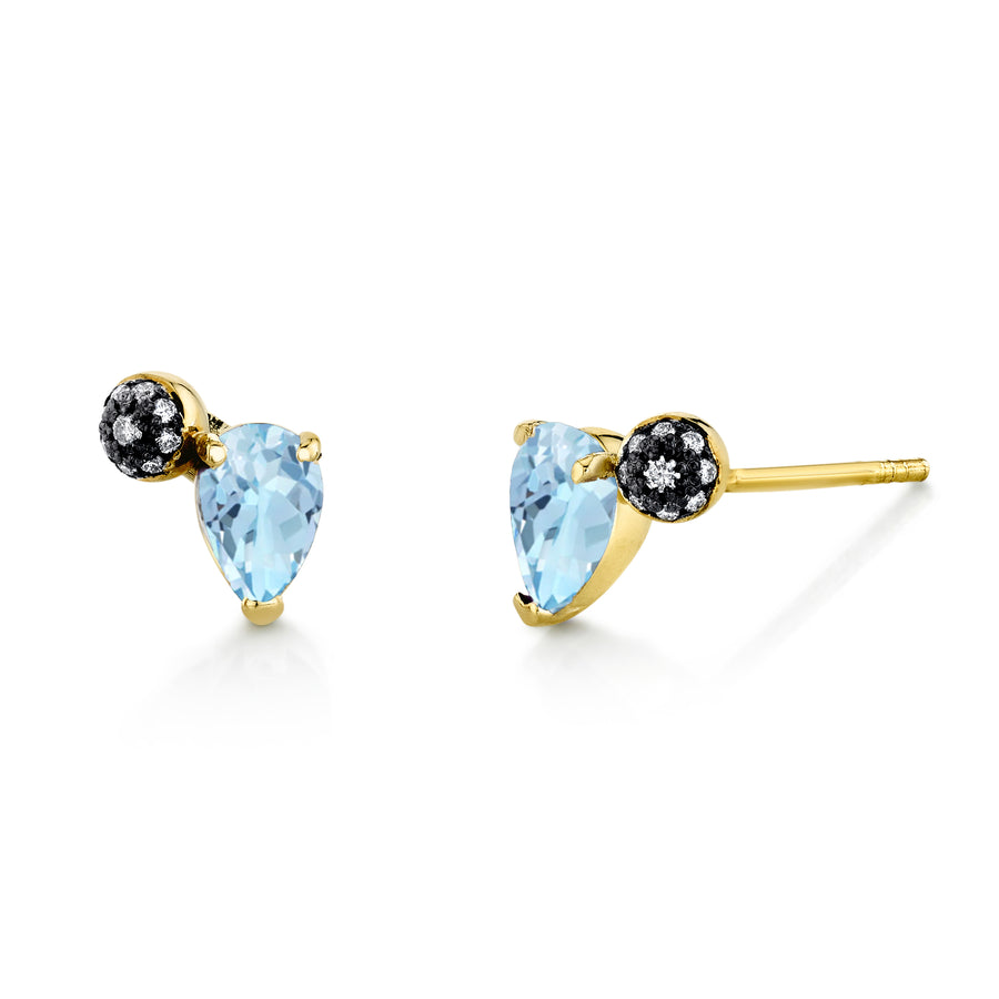 Pear Gemstone & Pave Ball Studs