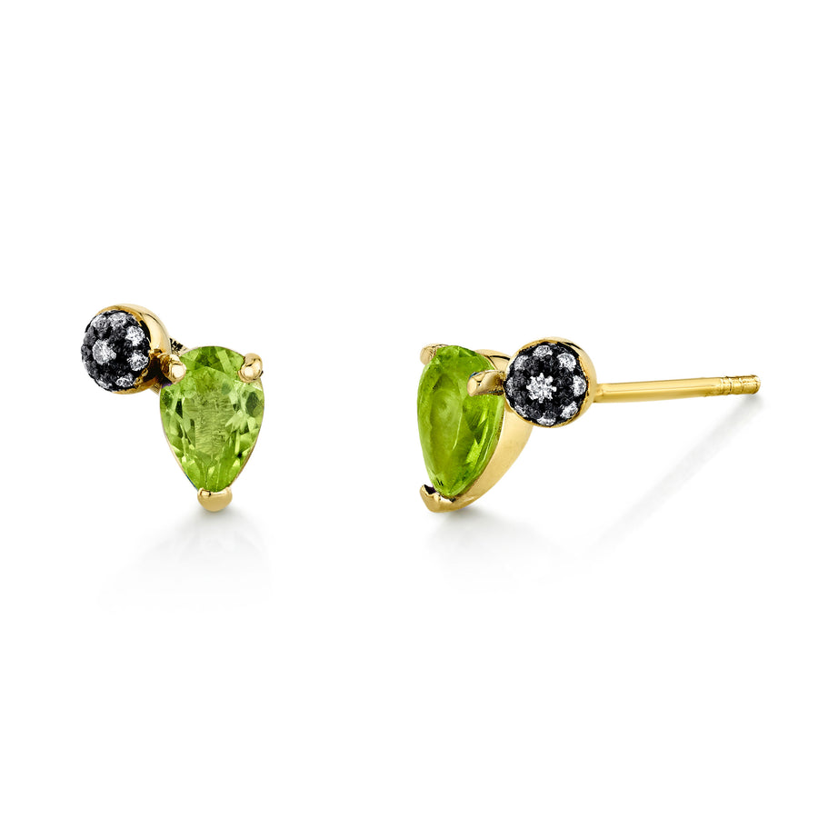 Pear Gemstone & Pave Ball Studs