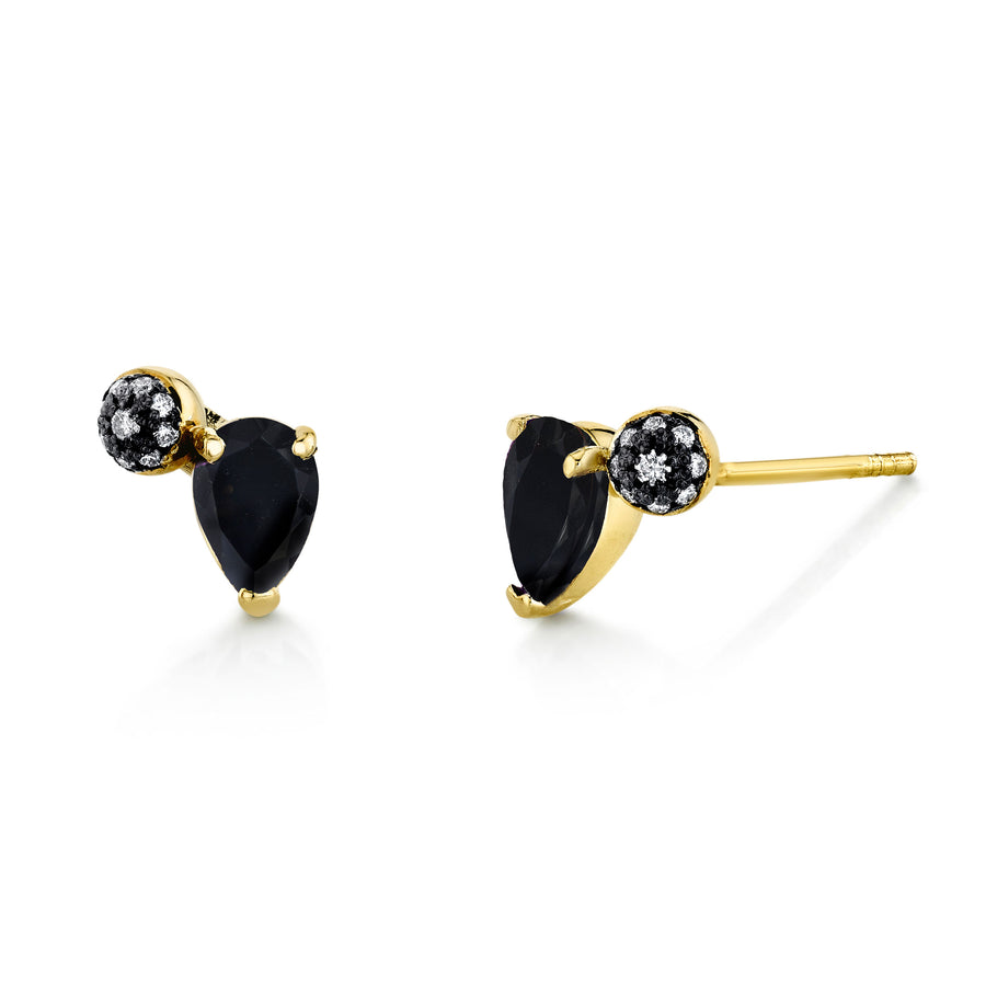 Pear Gemstone & Pave Ball Studs