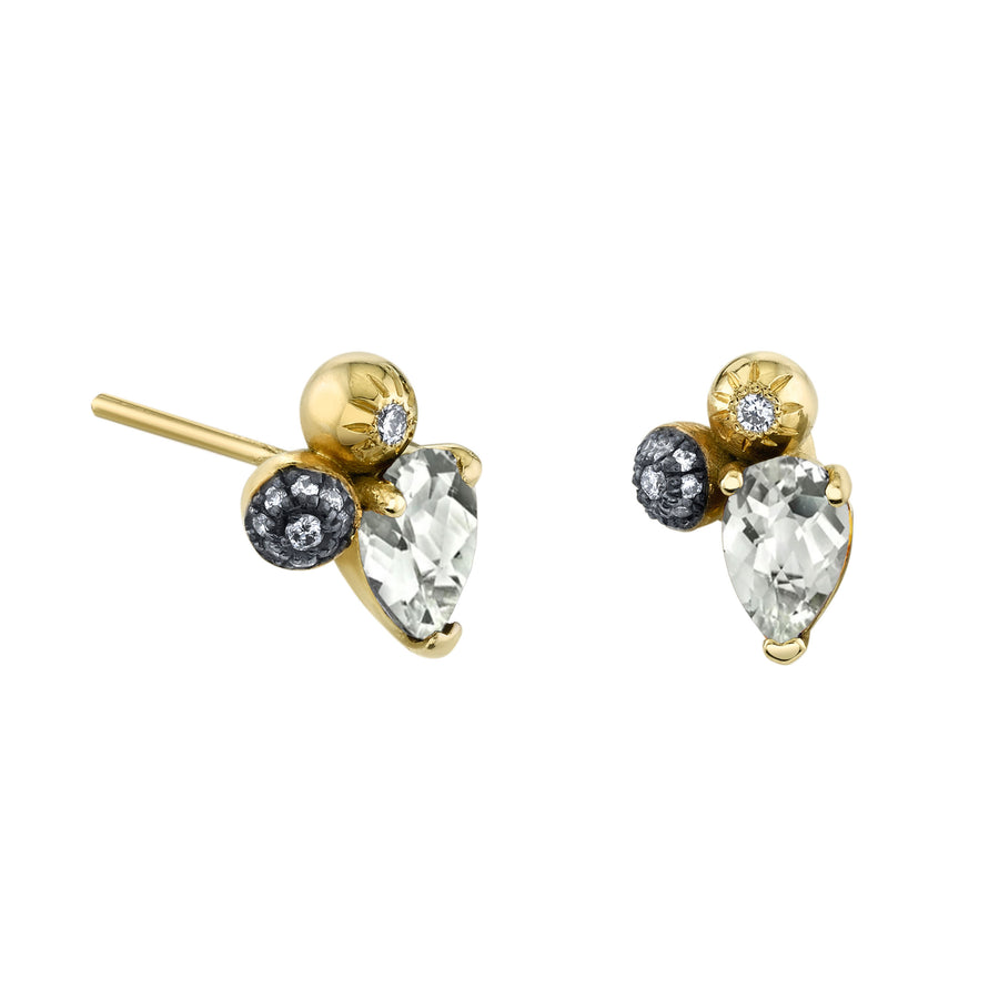 Single Pear Gemstone Mash Up Stud - Left