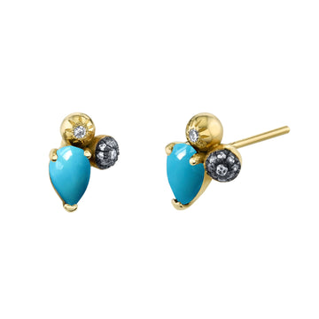 Single Pear Gemstone Mash Up Stud - Right