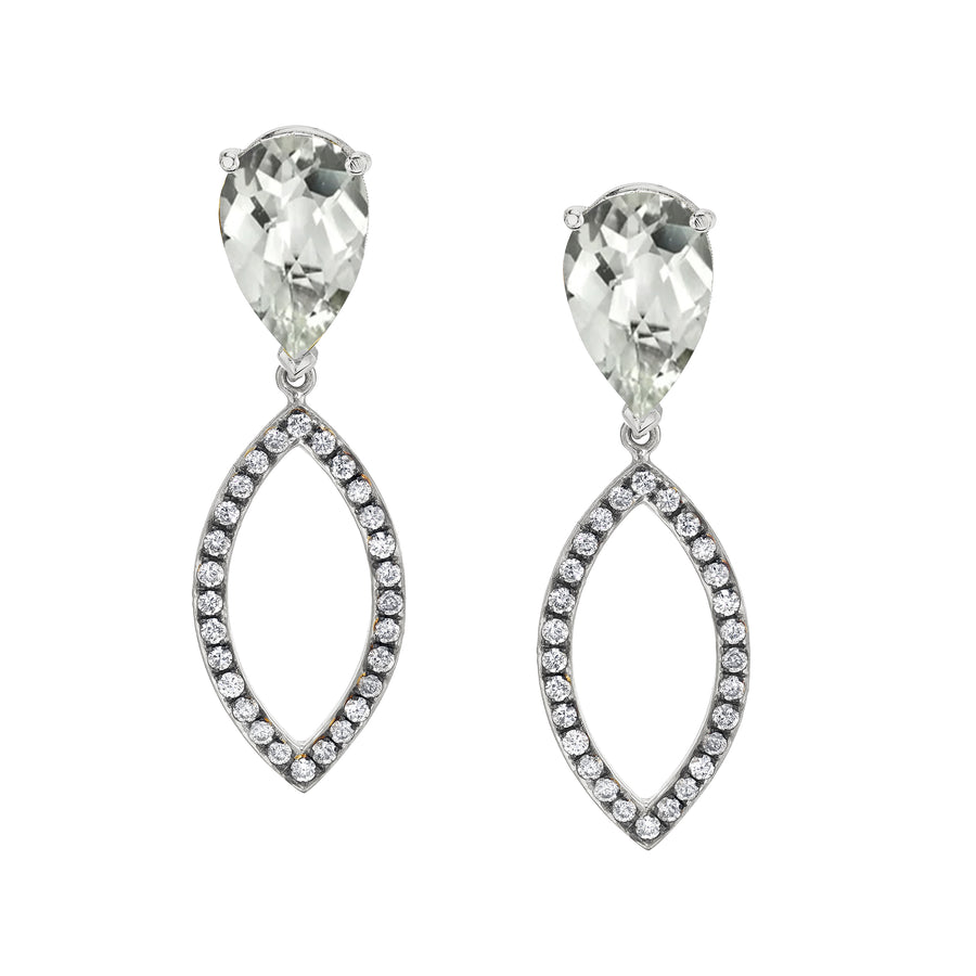 Pear Studs with Diamond Pave Marquise