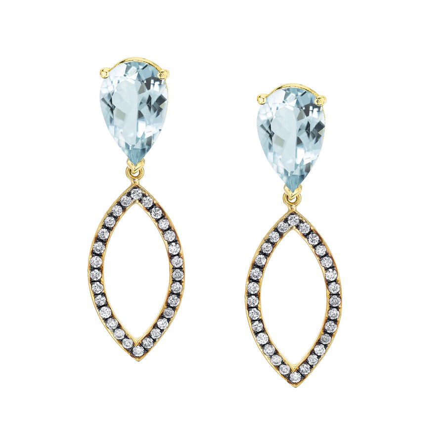 Pear Studs with Diamond Pave Marquise