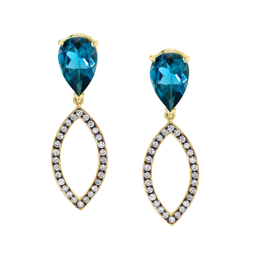 Pear Studs with Diamond Pave Marquise