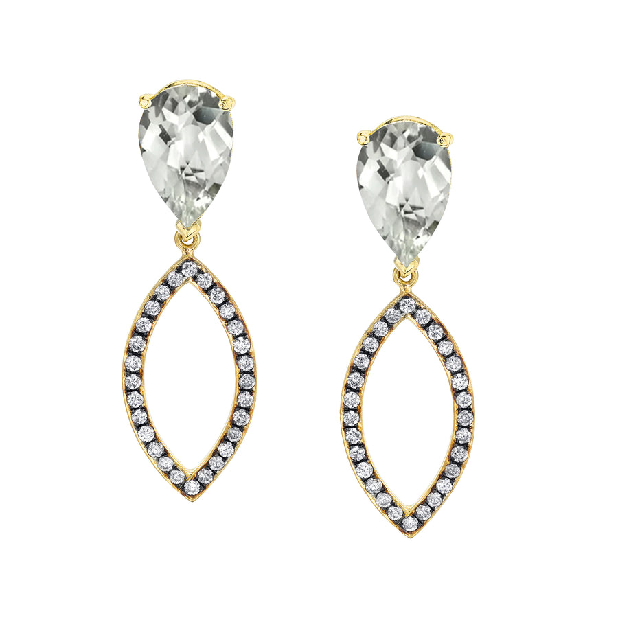 Pear Studs with Diamond Pave Marquise