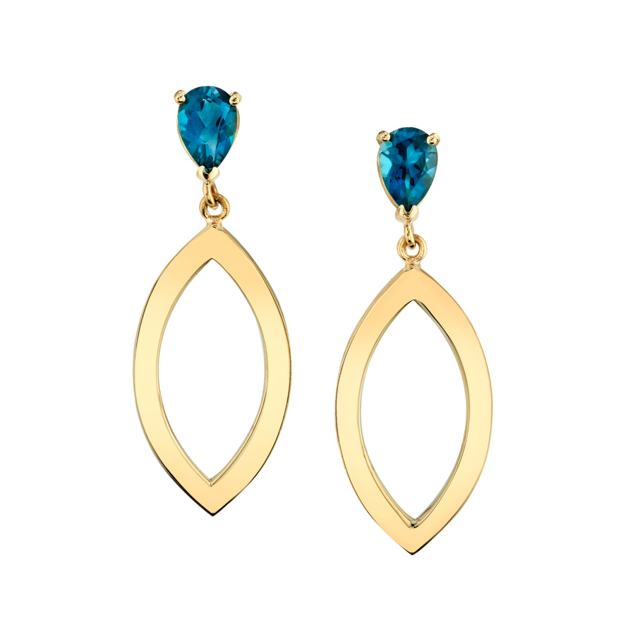 Pear Studs with Open Gold Marquise