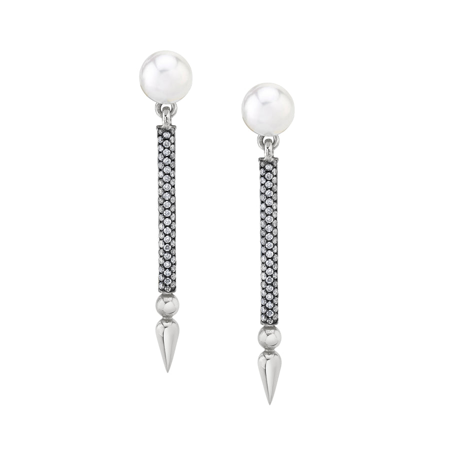 Pearl Shirley Earrings with Pave Spear - Diamond