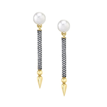 Pearl Shirley Earrings with Pave Spear - Diamond