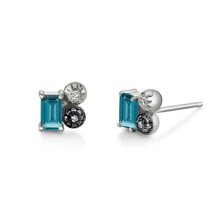 Single Emerald Cut Gemstone Mash Up Stud - Right