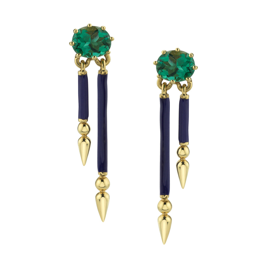 Double Shirley Spear Earrings - Green Topaz