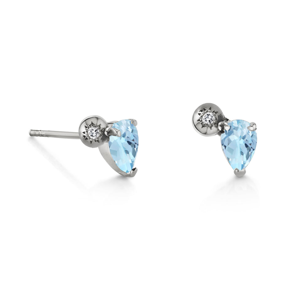 Single Pear Gemstone & Diamond Starburst Stud - Left