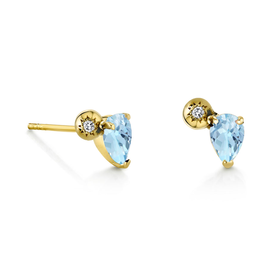 Single Pear Gemstone & Diamond Starburst Stud - Left