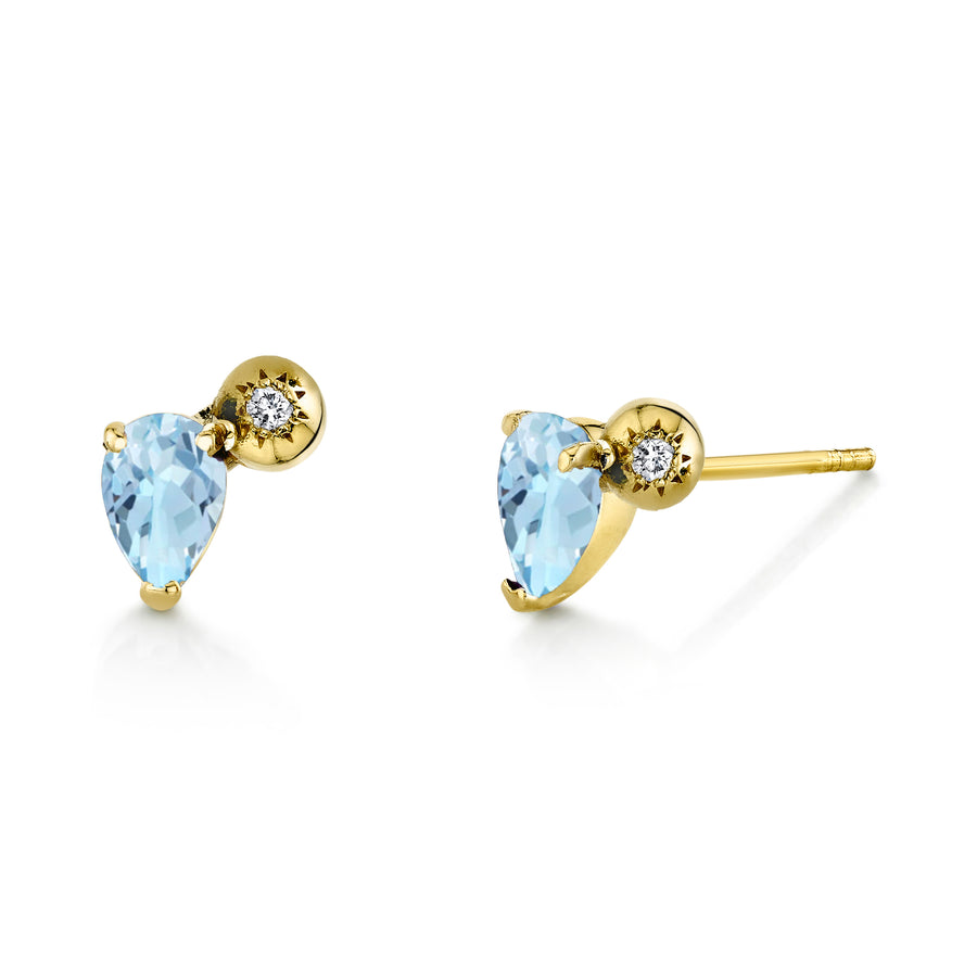 Single Pear Gemstone & Diamond Starburst Stud - Right