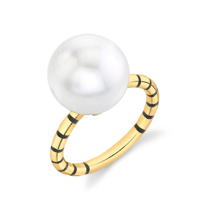 Stripe Enamel Pearl Ring