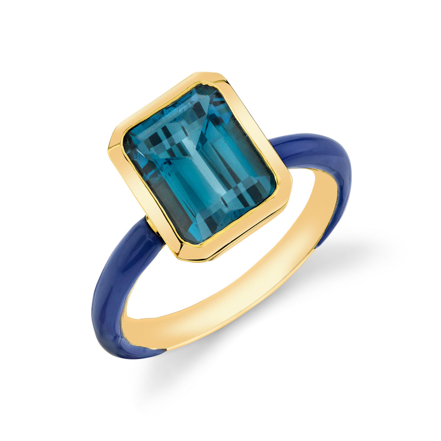 Emerald Cut Gemstone Enamel Ring