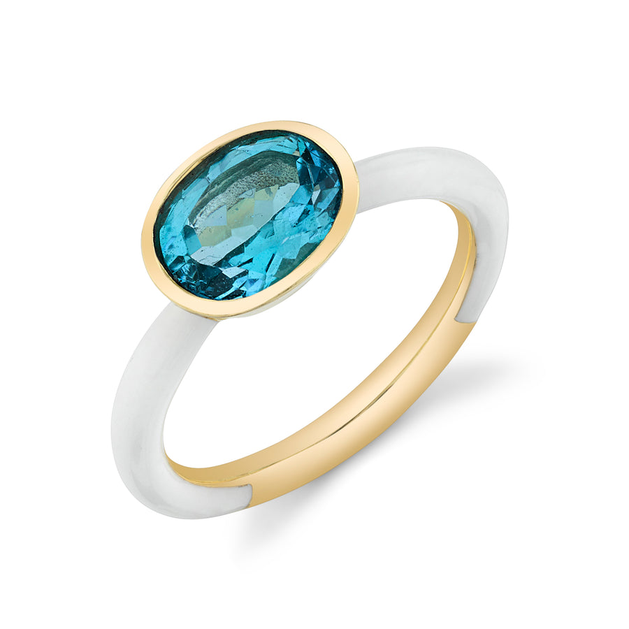 Oval Cut Gemstone Bezel Set Enamel Ring